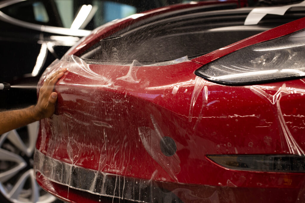 2025 Tesla Model 3 Clear bra paint protection film ppf front kit installed alpine ppf